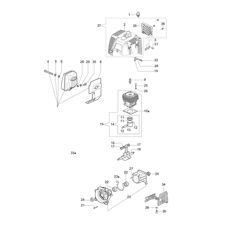 Oleo-Mac OM 36 Vers. 2015 (OM 36 Vers.2015) Parts Diagram, Engine