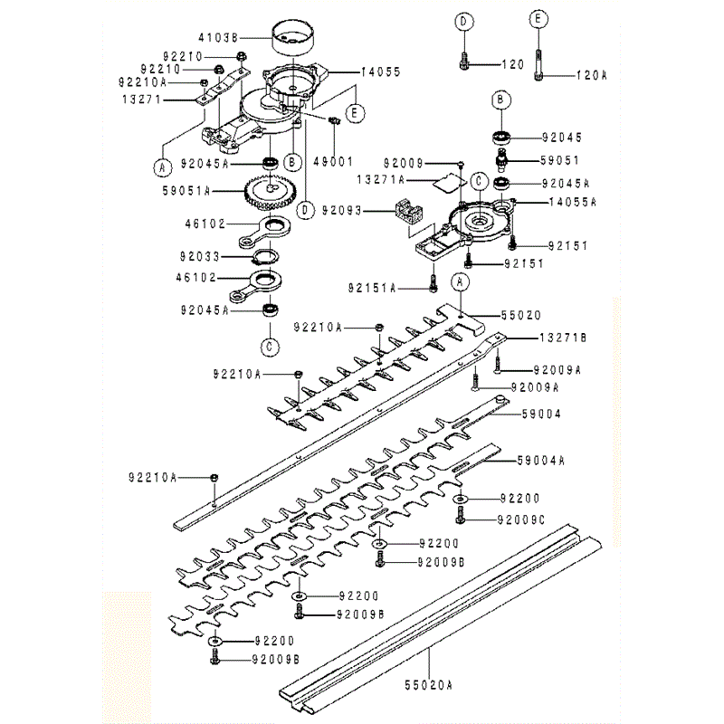 Kawasaki KHD600A (HB600A-AS50) Parts Diagram, CASE/CUTTER