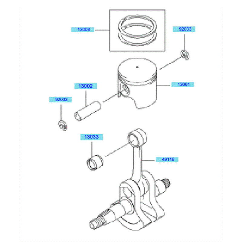 Kawasaki KEL27A (HE027A-AS50) Parts Diagram, Piston & Crankshaft
