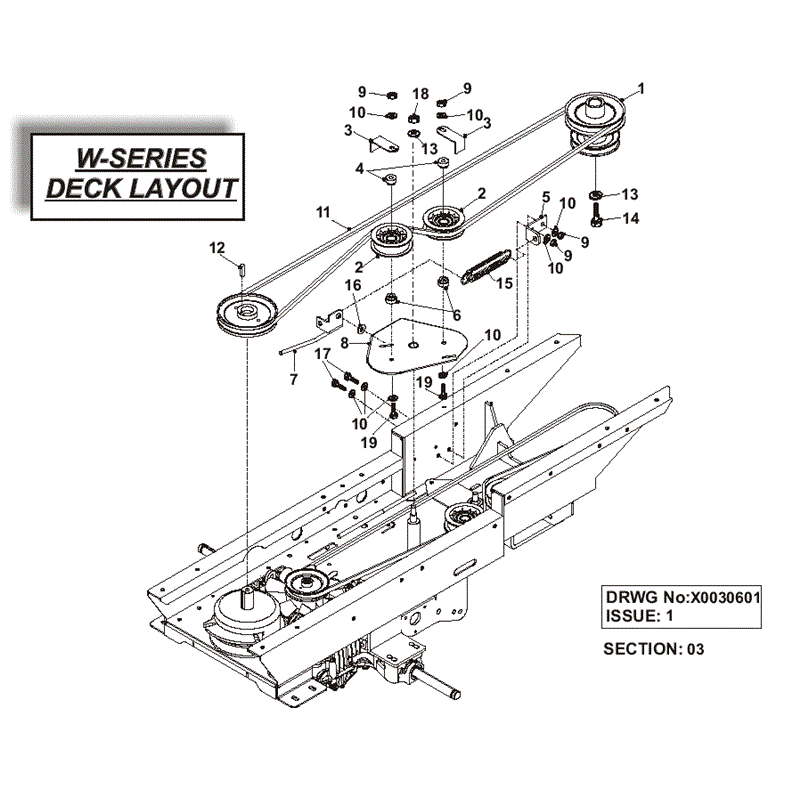 Westwood 2007 W Series Lawn Tractors (2007) Parts Diagram, Deck Layout