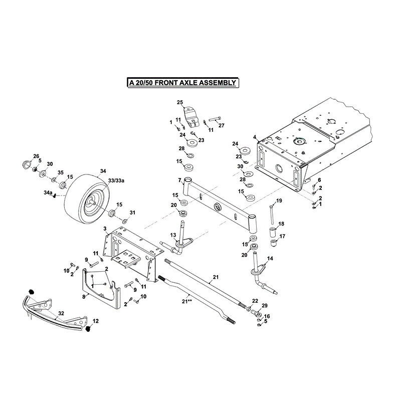 Countax A2050 - 2550 Lawn Tractor 2010 (2010) Parts Diagram, FRONT AXLE