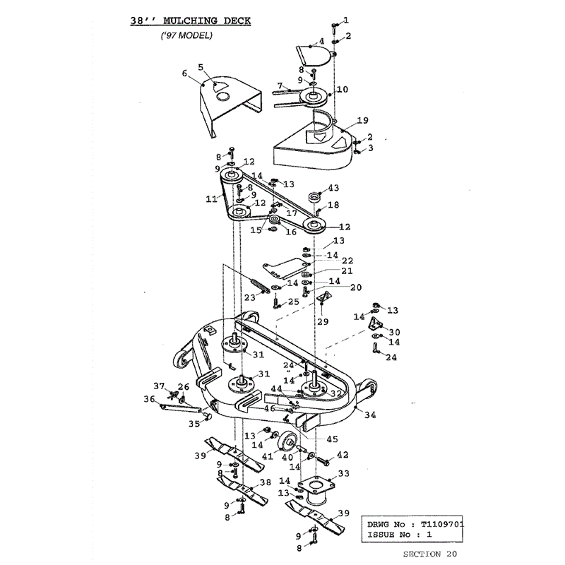 Countax C Series MK 1-2 Before 2000 Lawn Tractor  (Before 2000) Parts Diagram, 38 Mulching Deck '97 Model