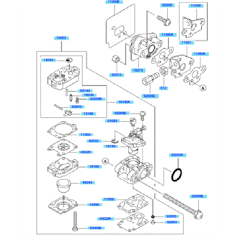 Kawasaki KBL23A (HA023F-AS51) Parts Diagram, Carburettor