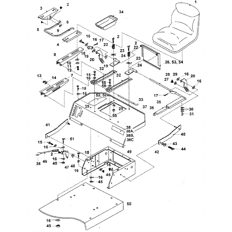 Hayter 15/38 (155N) Parts Diagram, Rear Body Assembly