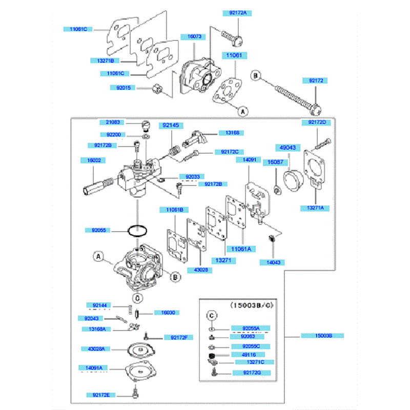 Kawasaki KBL27A (HA027F-BS51) Parts Diagram, Carburetor