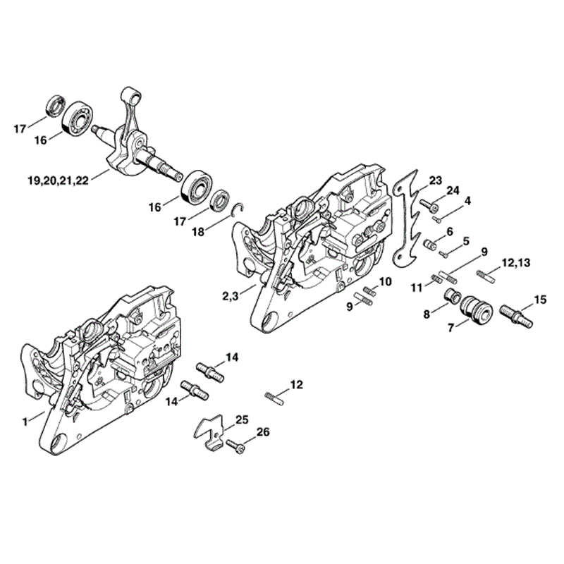 Stihl MS 280 Chainsaw (MS280 C) Parts Diagram, Crankcase