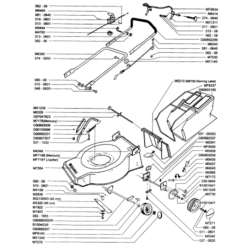 Mountfield Mercury-Jupiter (MP86803-MP86603) Parts Diagram, Page 1