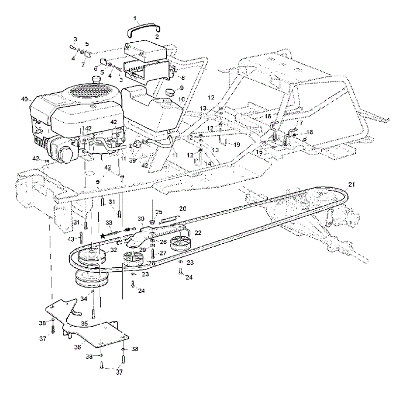 Hayter RS14/82 (14/32) (148A001001-148A001001) Parts Diagram, Engine Battery & Drive