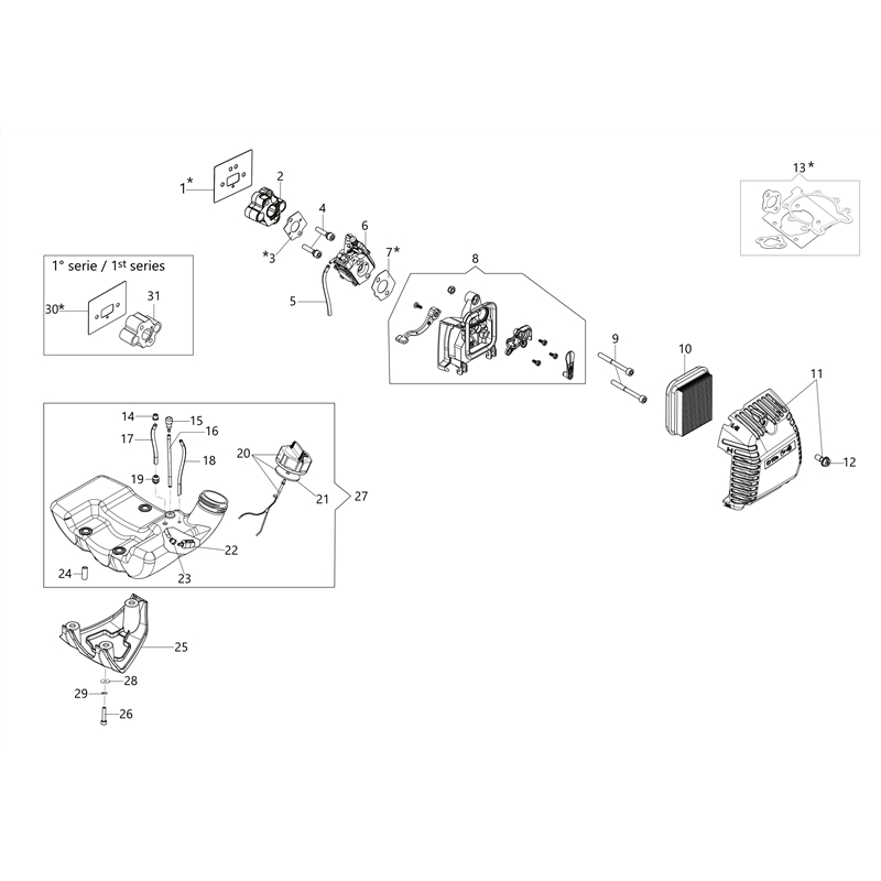 Oleo-Mac BC 270 T (BC 270 T) Parts Diagram, Tank and air filter