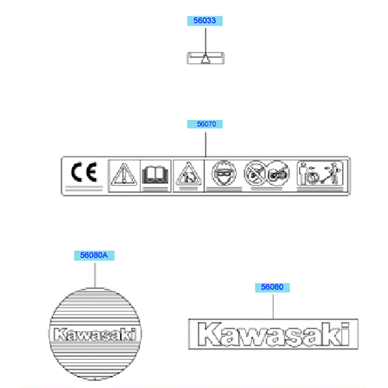 Kawasaki KEL27A (HE027A-AS50) Parts Diagram, Labels