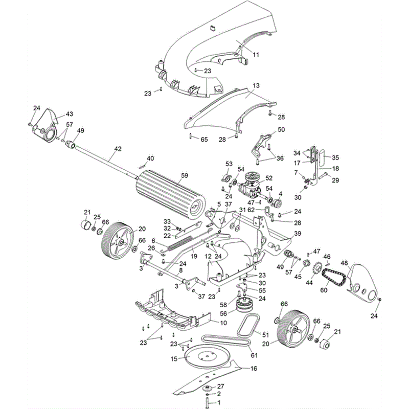 Hayter Spirit 41 Autodrive Rear Roller Lawnmower (619) (619J314000001 - 619J314999999) Parts Diagram, Rear Roller Assembly