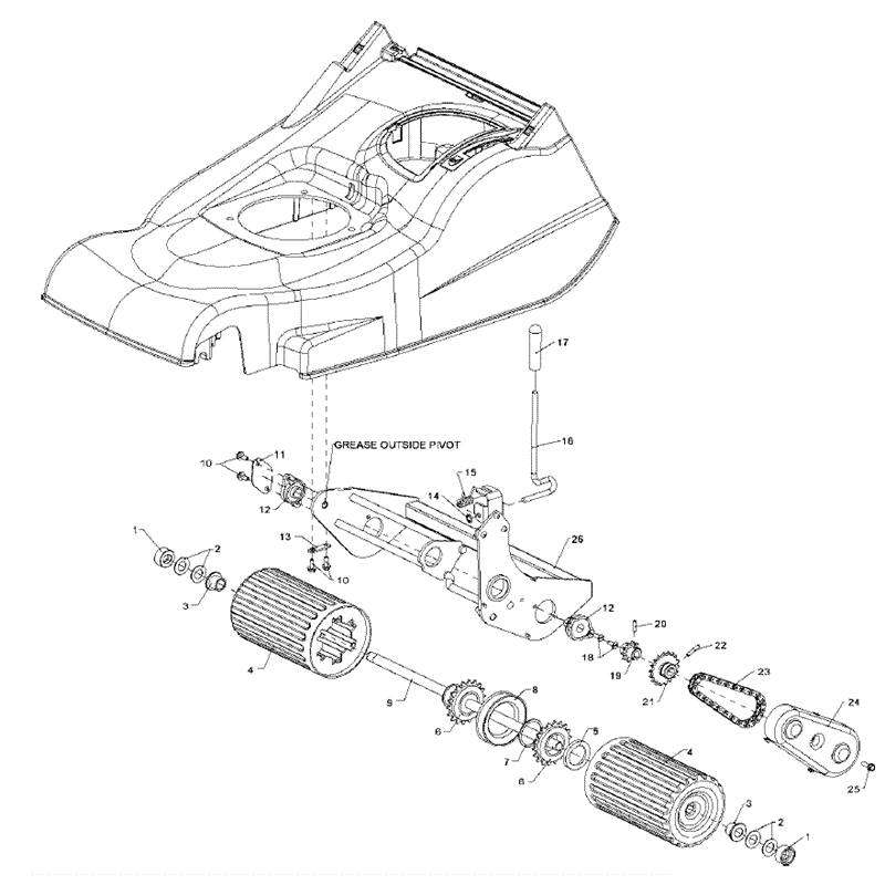 Hayter Harrier 48 (490) Autodrive  (490G290000001-490G29099999) Parts Diagram, Rear Roller Assy