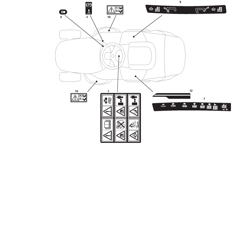 Mountfield 1636H Lawn Tractor (13-2679-11 [2006]) Parts Diagram, Labels