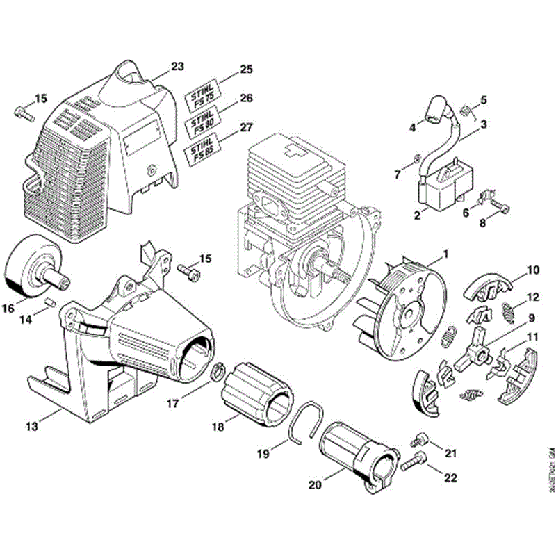 Stihl FS 85 Brushcutter (FS85) Parts Diagram, C-Ignition system, Clutch