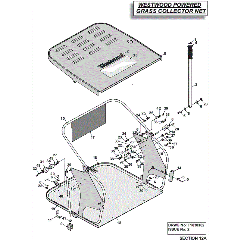 Westwood 2004 - 2005 S&T Series Lawn Tractors (2004-2005) Parts Diagram, Powered Grass Collector Net 2002