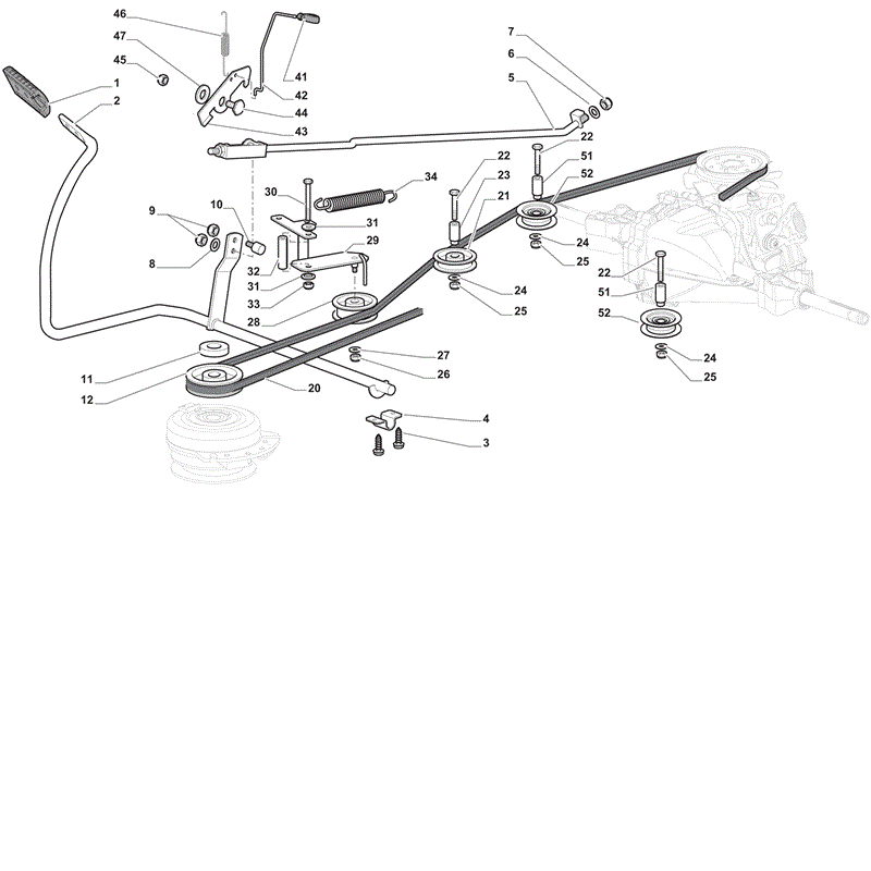 Castel / Twincut / Lawnking XDC140HD (2012) Parts Diagram, Brake and Gearbox Controls