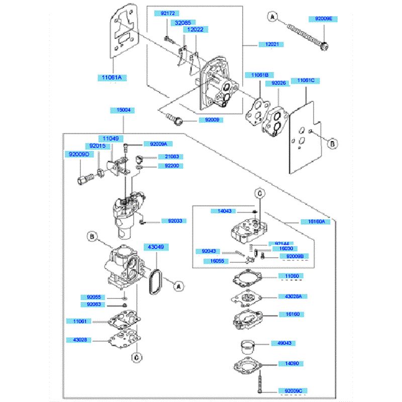 Kawasaki KRH300A (HG300B-BS50) Parts Diagram, Carburetor