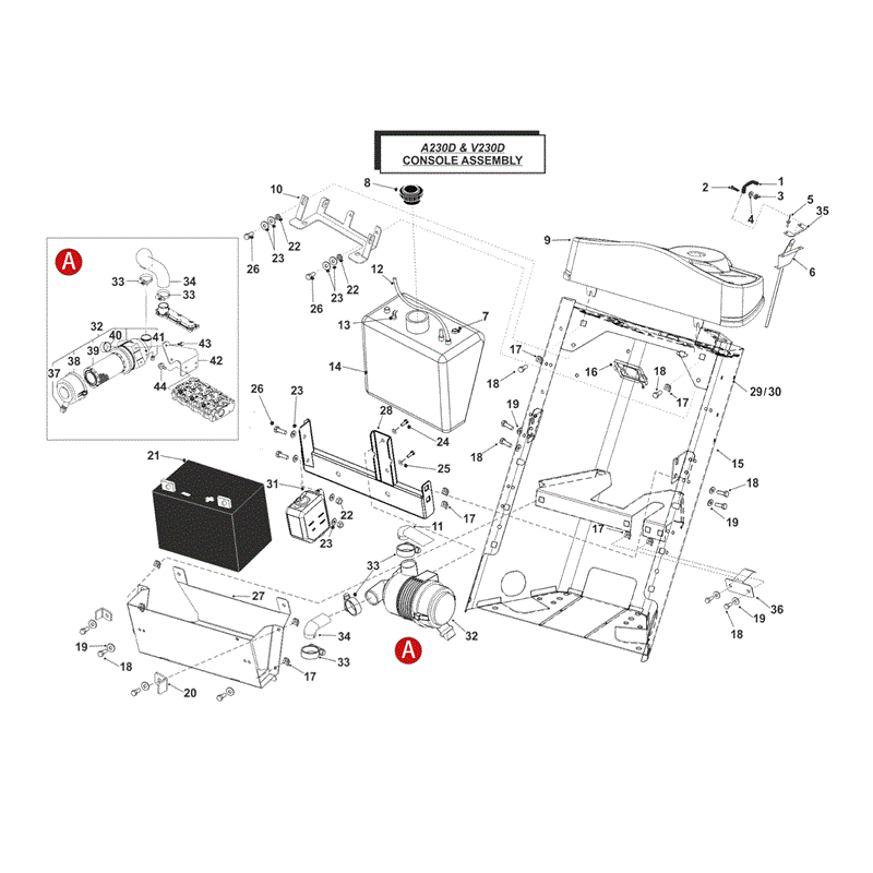 Westwood V230D Tractor 2013-2015 (2013-2015) Parts Diagram, Console Assembly