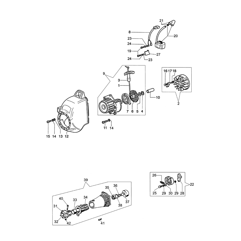 Oleo-Mac SPARTA 25 S (SPARTA 25 S) Parts Diagram, Starter assy and clutch