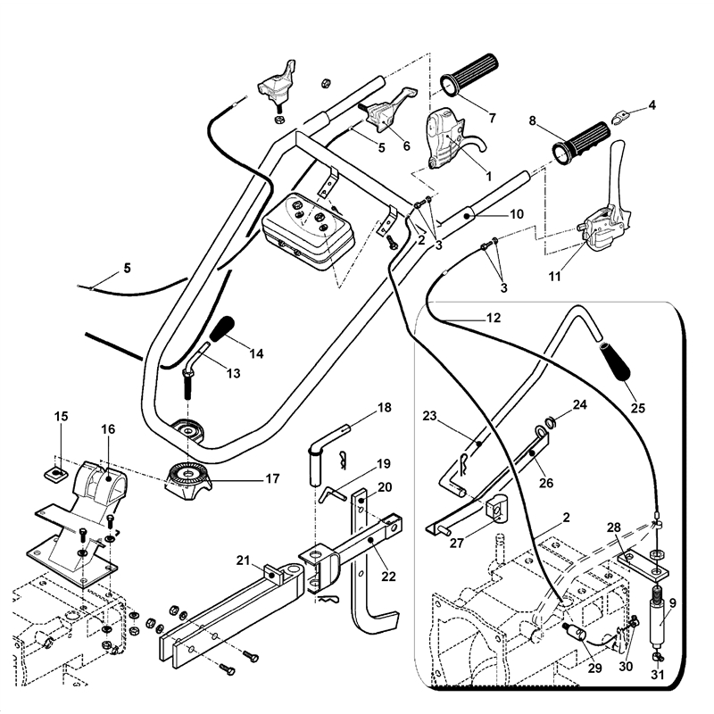Bertolini 295 (295) Parts Diagram, Handlebar rod and handle bars