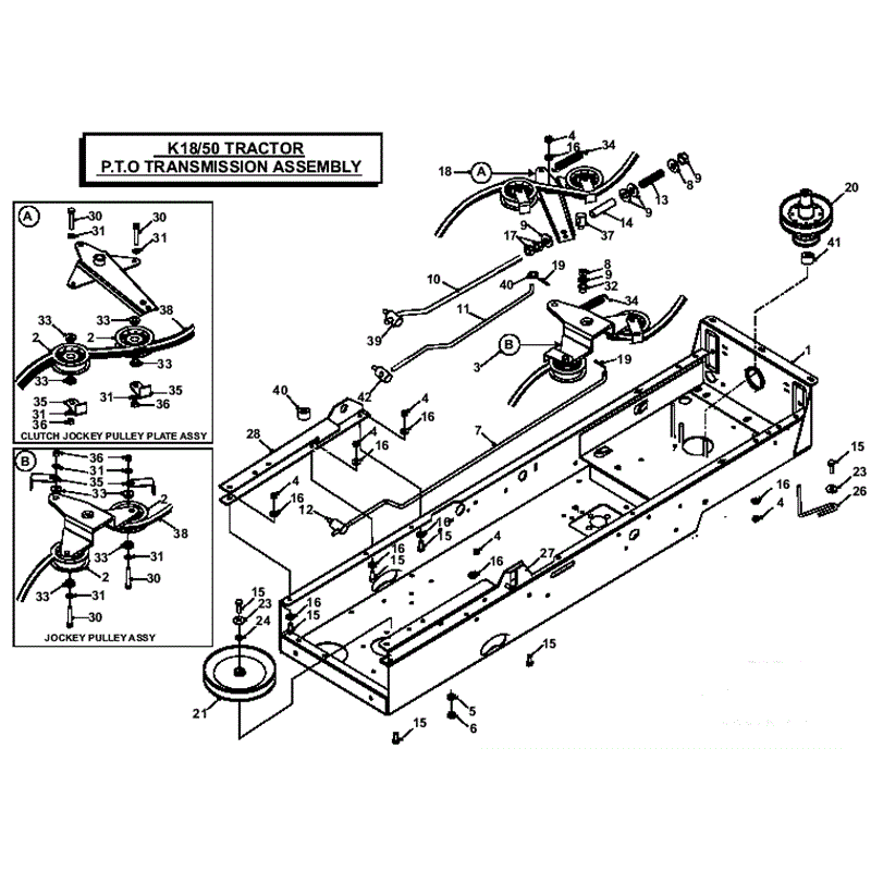 Countax K SERIES K1850 Lawn Tractor 2007 (2007) Parts Diagram, PTO Transmission Assembly