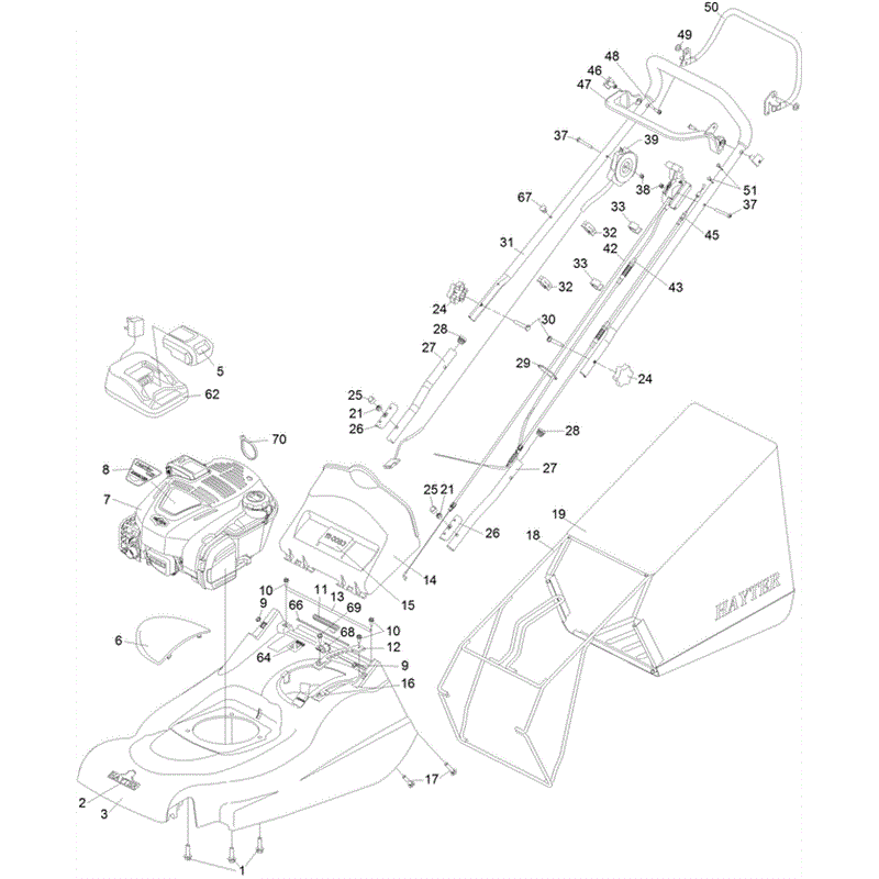 Hayter Harrier 48 (491) Autodrive ES (491J400000000 AND UP) Parts Diagram, Upper Mainframe