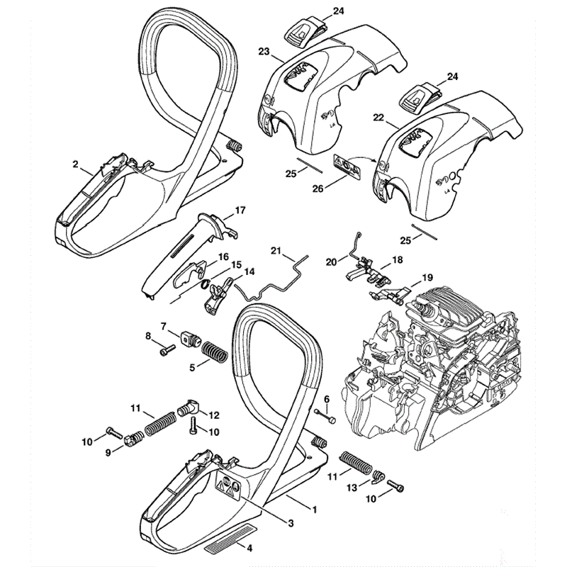 Stihl MS 181 Chainsaw (MS181) Parts Diagram, handle Frame
