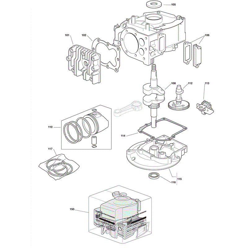 Mountfield M150 Series 150 Engine (2009) Parts Diagram, Page 2