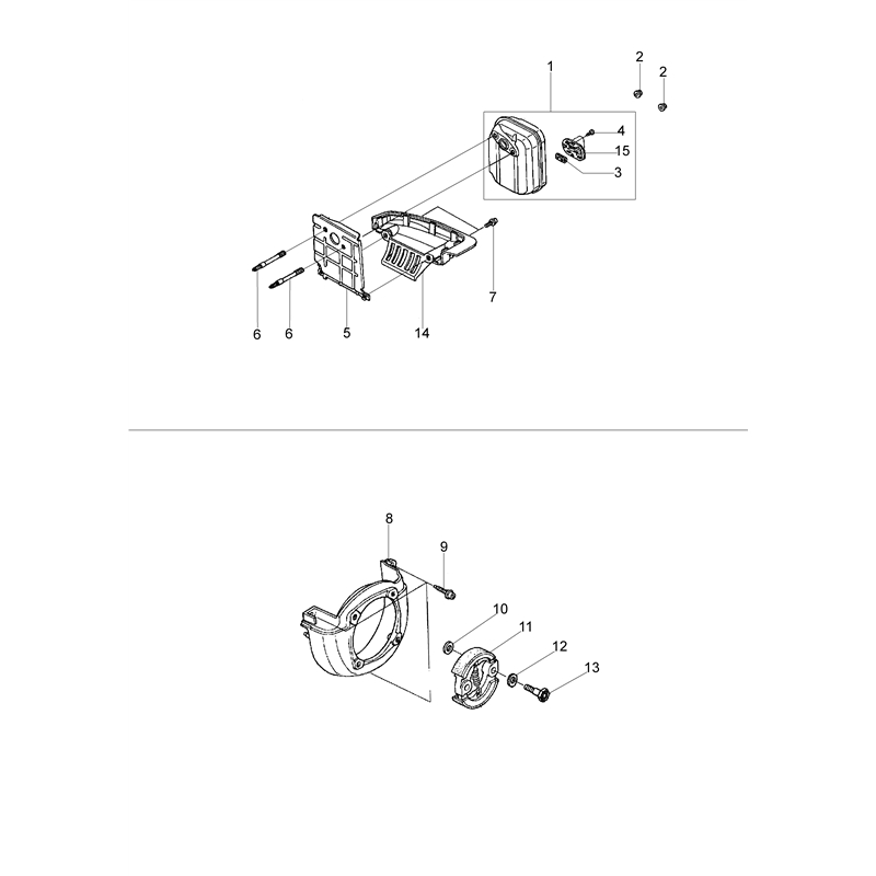 Oleo-Mac BC 360 4T (BC 360 4T) Parts Diagram, Muffler and clutch