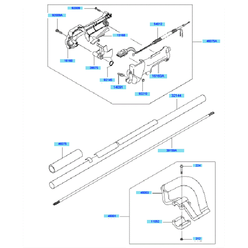 Kawasaki KCL525A (HK525A-BS50) Parts Diagram, Pipe	 Handle & Guard