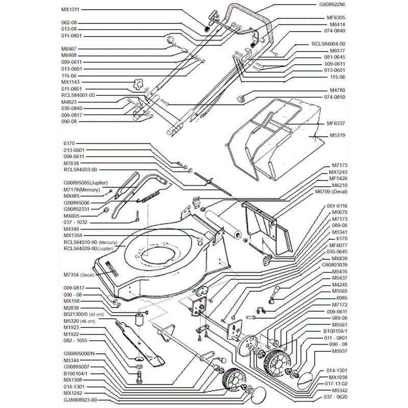 Mountfield Mercury-Jupiter (MP86804-MP86605) Parts Diagram, Page 1