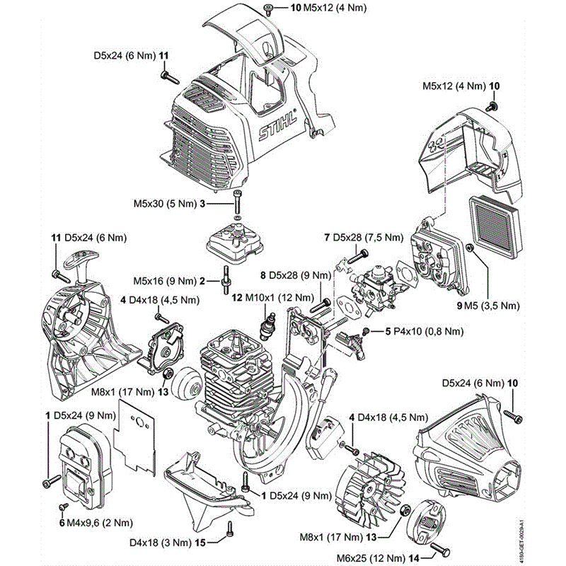 Stihl FS 111 R Brushcutter (FS 111 R) Parts Diagram, Q TIGHTENING TORQUES