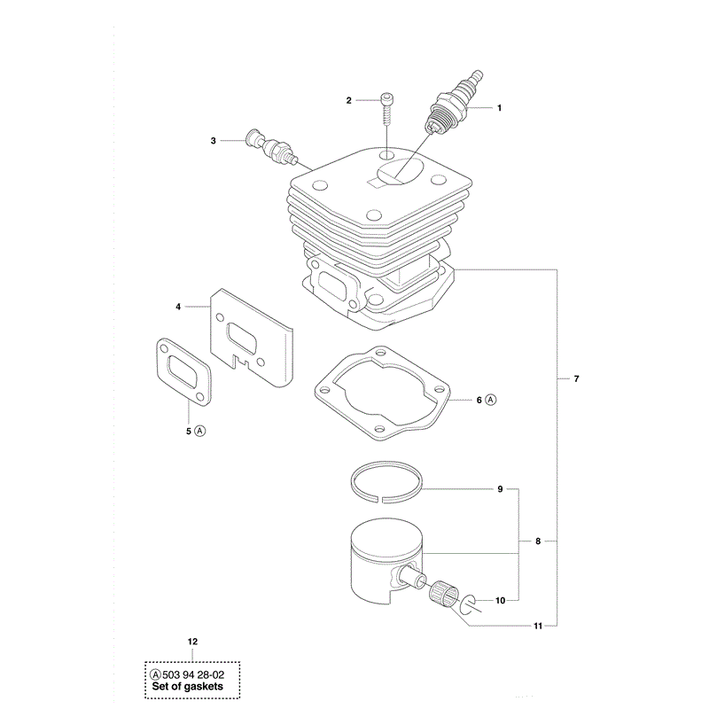 Husqvarna 353 Chainsaw (2011) Parts Diagram, Cylinder Piston