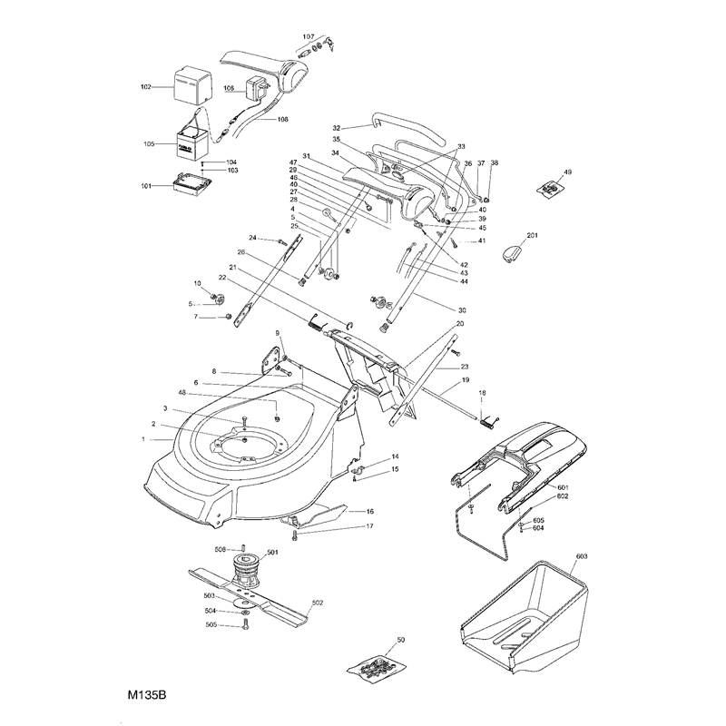 Mountfield 460R-PD-ES  Petrol Rotary Roller Mower (23-3798-74 [2005]) Parts Diagram, Chassis Handle