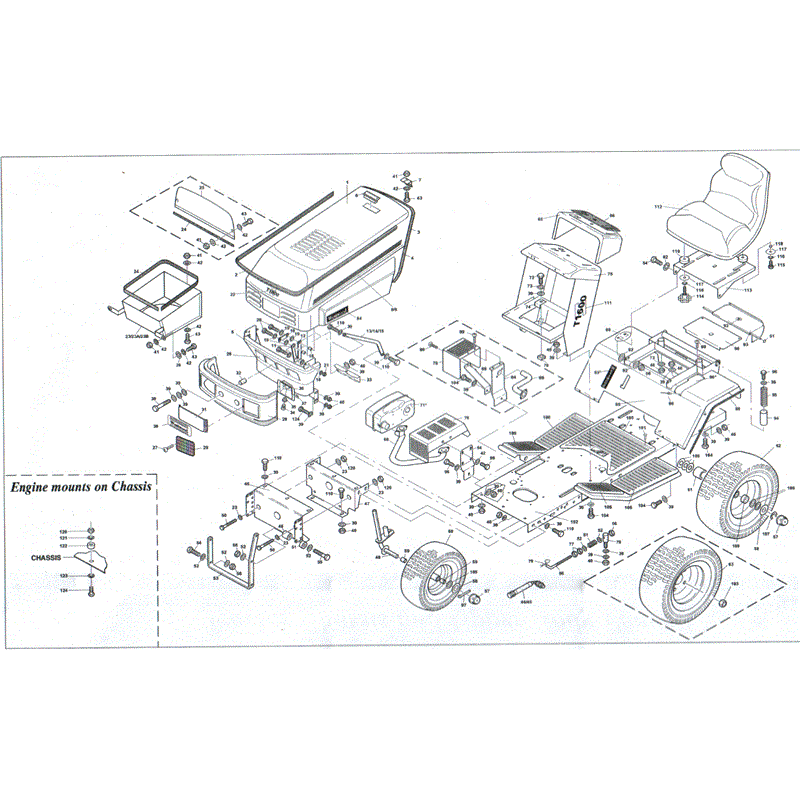 1999-2000 S & T SERIES WESTWOOD TRACTORS (1999 - 2000) Parts Diagram, TRACTOR CHASSIS AND UPPER BODY PANELS