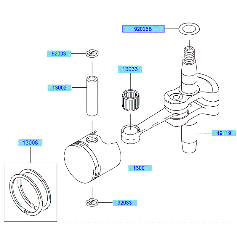 Kawasaki KHS750B (HB750B-AS51) Parts Diagram, Piston Crankshaft