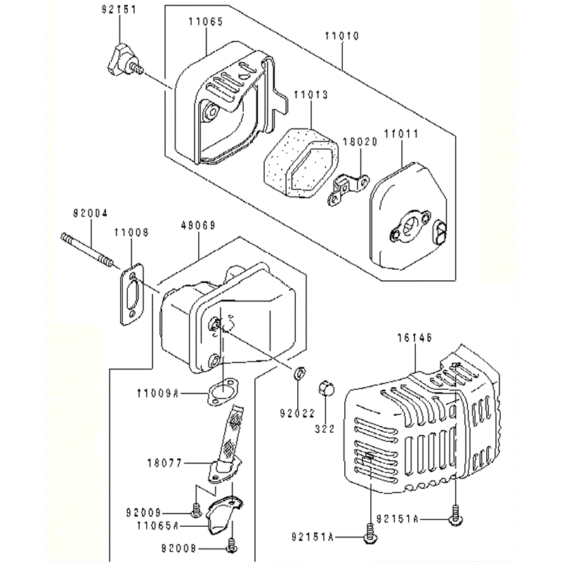 Kawasaki KHS750A  (HB750A-AS50) Parts Diagram, AIR-FILTER/MUFFLER