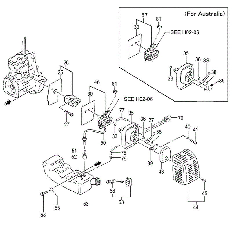 Tanaka THT-210-B (1624-H02) Parts Diagram, ENGINE-1(SERIAL NO.B026001-)