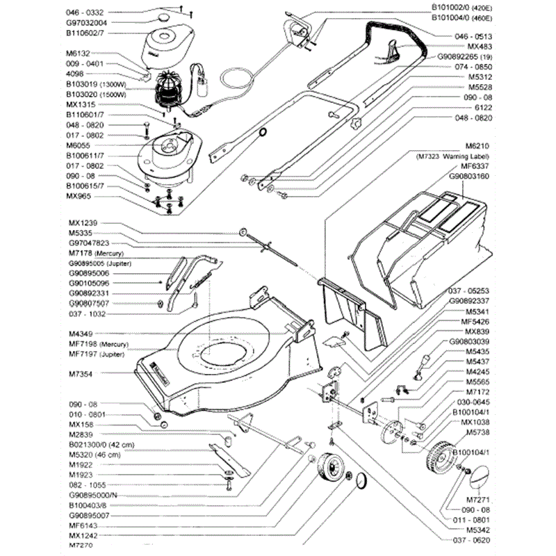 Mountfield Mercury-Jupiter (MP89601-501) Parts Diagram, Page 1