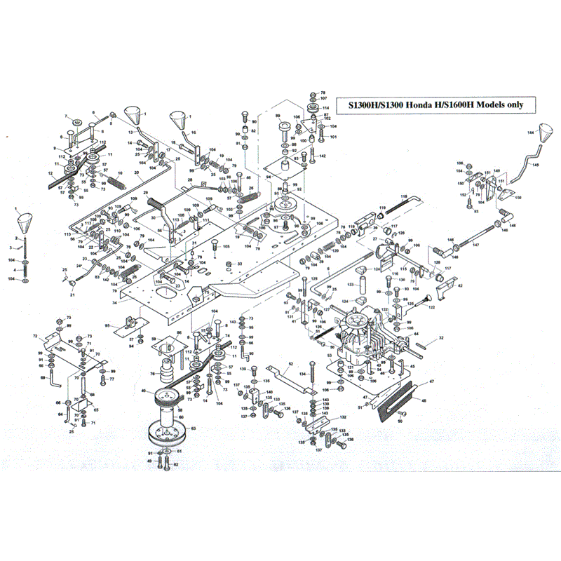 1999-2000 S & T SERIES WESTWOOD TRACTORS (1999 - 2000) Parts Diagram, PTO- S1300 HONDA H/S1600 MODELS ONLY
