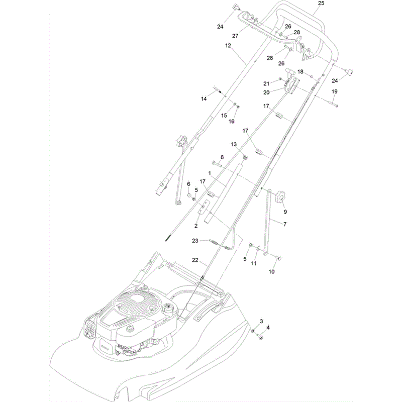 Hayter Harrier 56 (566) Lawnmower (566J400000000 AND UP) Parts Diagram, Handlebar and Control