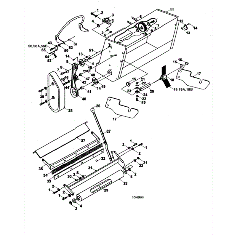 Hayter 14/38 (HY1438) Parts Diagram, Powered Grass Collector Net 1994/5