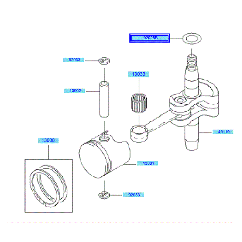 Kawasaki KHS750A  (HB750B-BS50) Parts Diagram, Piston & Crankshaft