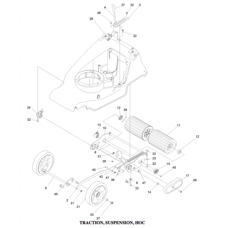 Hayter Harrier 41 (374) Push B&S Lawnmower (374A 406000000-406999999) Parts Diagram, Traction & Suspension