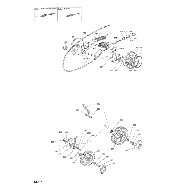 Mountfield 51PD Petrol Rotary Mower (23-5681-74 [2005]) Parts Diagram, Transmission Wheel Suspension (Alt. 2)