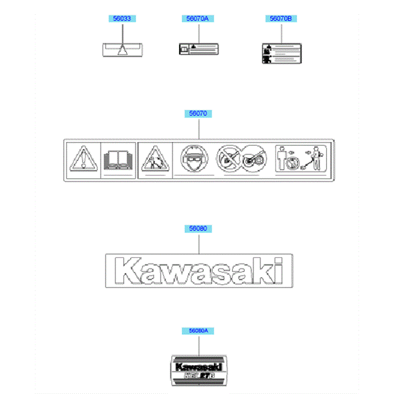 Kawasaki KEL27B (HE027B-AS00) Parts Diagram, Labels