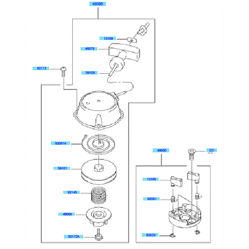 Kawasaki KHD600A (HB600B-BS50) Parts Diagram, Starter