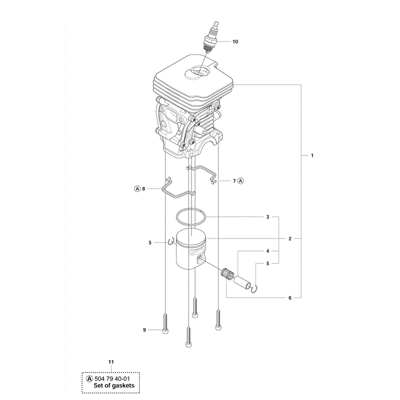 Husqvarna 140 Chainsaw (2012) Parts Diagram, Cylinder & Piston
