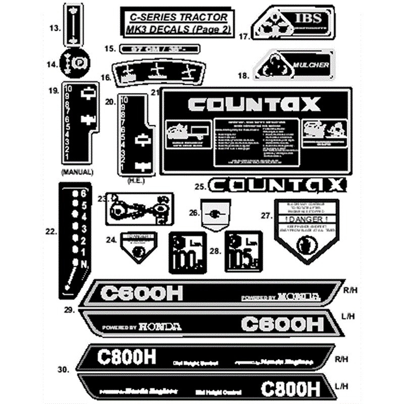 Countax C Series Lawn Tractor 2001 - 2003 (2001 - 2003) Parts Diagram, Decals-2
