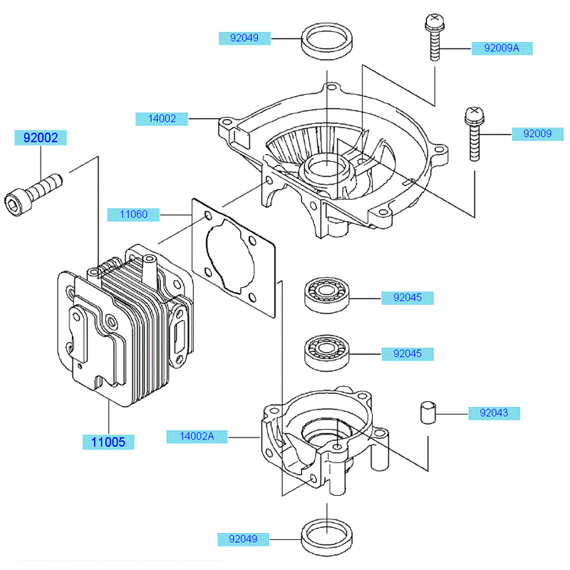 Kawasaki KHD600B (HB600B-AS51) Parts Diagram, Cylinder Crankcase